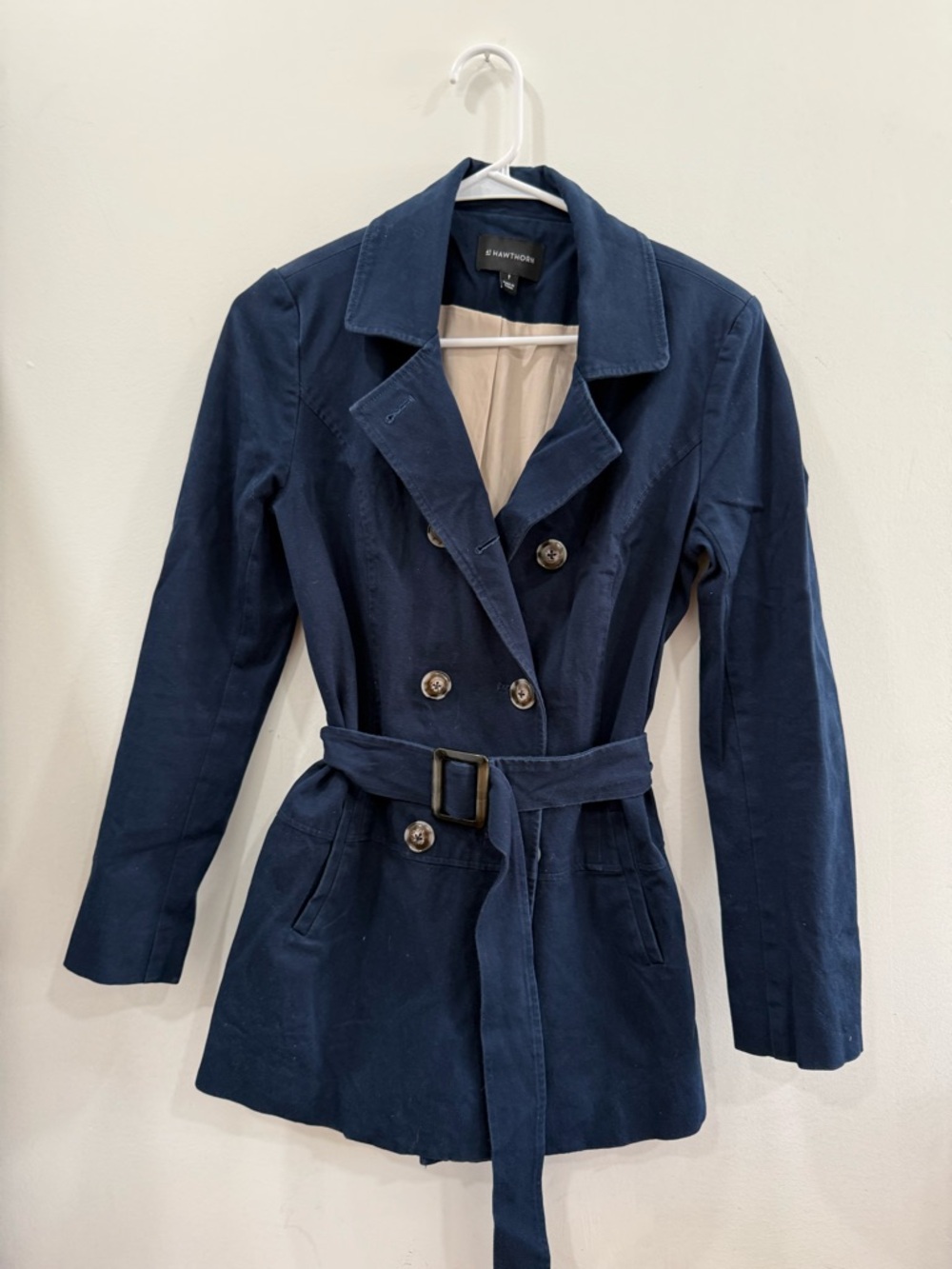 41 Hawthorn Navy Double-Breasted Trench Coat with Belt